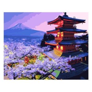 Pintura digital al óleo Ático bajo el Monte Fuji